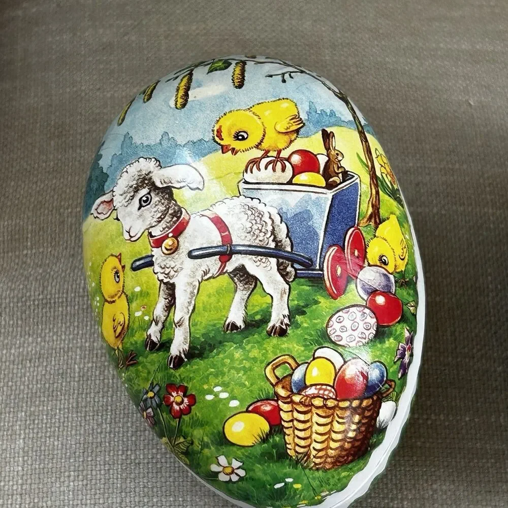 Echr Erzgebirge Easter Eggs Paper Mache Fillable Candy Chicks Lamb Germany